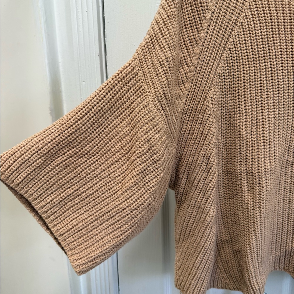 Free People Sweater Ryanne Cropped Sweater Large Beige Tan - Picture 4 of 5